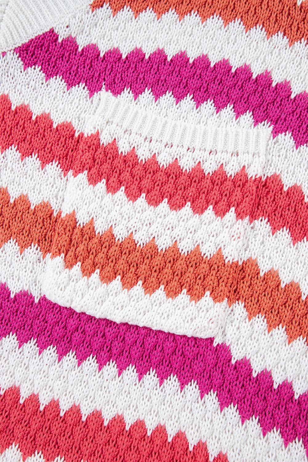 Pink Stripe V Neck Drop Shoulder Plus Size Sweater - Love Salve